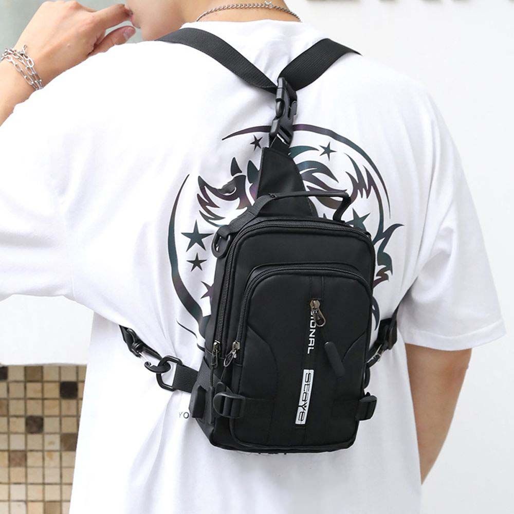 Side Rucksack Pack Nylon Crossbody Bag Messenger Chest Bag Men Small Backpack Travel Shoulder Bag