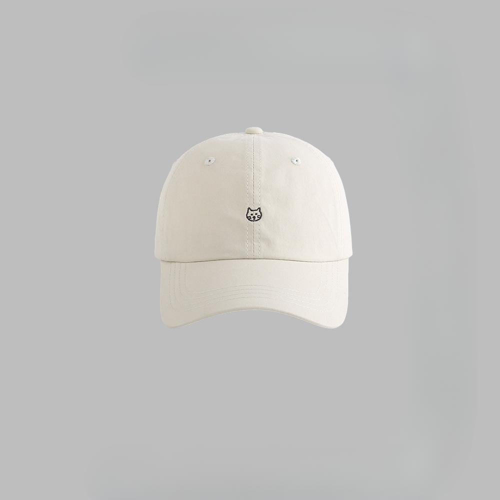 Cute Kitten Embroidered Baseball Cap with Wide Brim and Big Face Showing Small Face Suitable for Women's Japanese Baseball Cap
