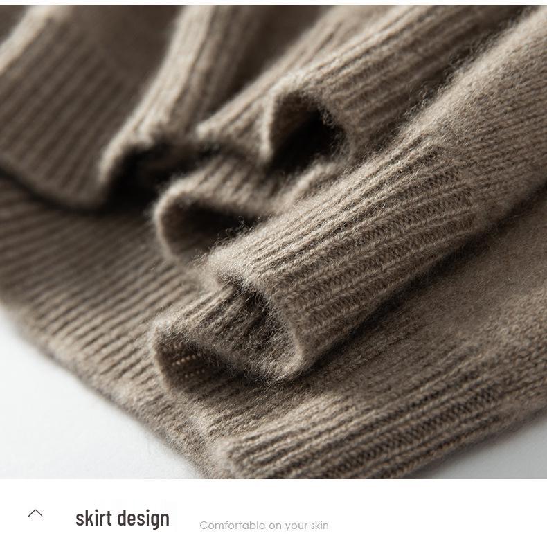 2023 Autumn/Winter Hooded Mid-Length Cashmere Knit Long Dress - Thick, Loose, and Versatile