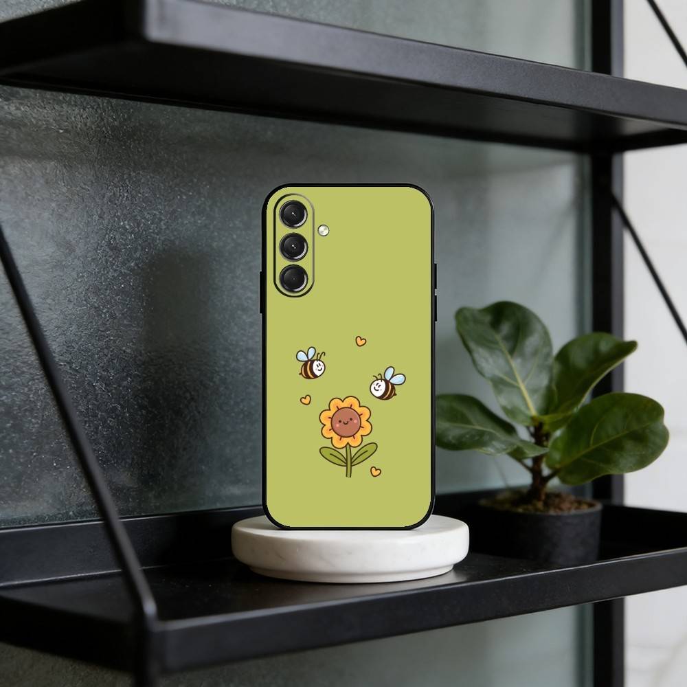 C-Cute Cartoon Bee Phone Case For Samsung Galaxy A73,A21s,A22,A31,A52,A53,A71,A41Soft Black Shell