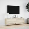 TV Wall Cabinet with LED Lighting Sonoma Oak Finish 140 x 31 x 38 cm