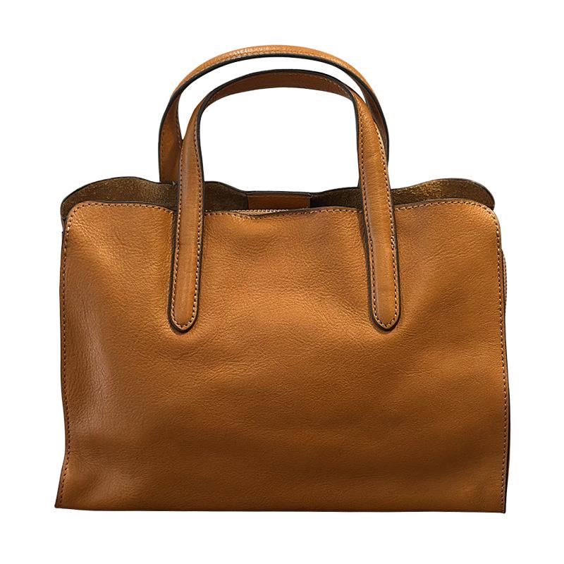 2025 Spring Casual Women's Genuine Leather Tote: Versatile Cowhide Shoulder/Crossbody Handbag