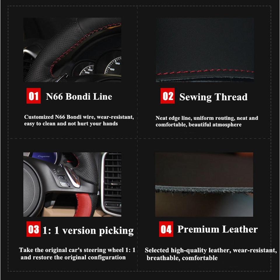 Car Steering Wheel Cover Black Artificial Leather For Seat Leon 5F Mk3 2013-2019 Ibiza 6J Tarraco Arona Ateca Alhambra