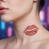 1 Sheet Sexy Realistic Lip Body Jewelry Sticker Kiss Red Lips Face Rhinestones Valentine'S Day Gem Temporary Tattoo Stickers