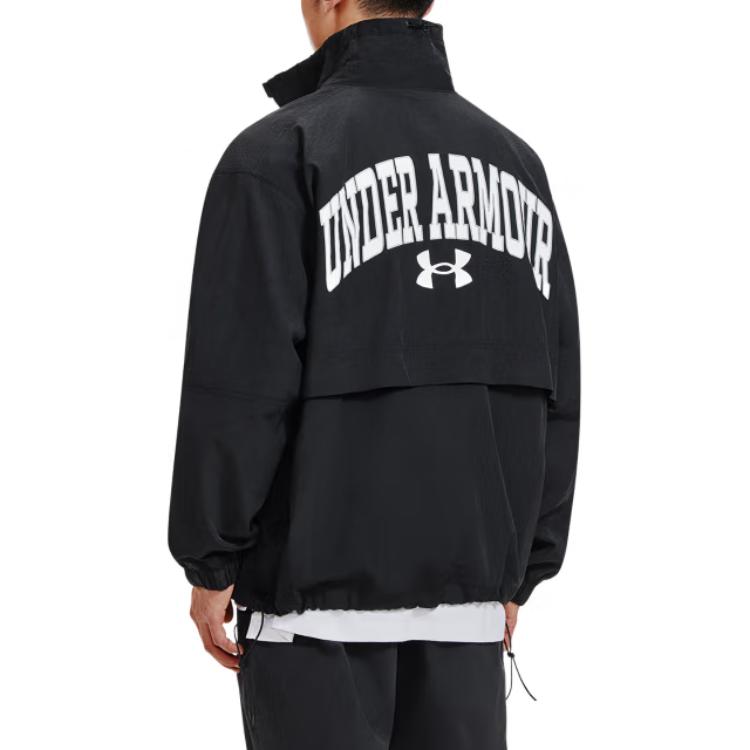 Under Armour Logo Stehkragen Reißverschluss Lässig Langarm Jacke Herren Jacke Schwarz 1387995-001