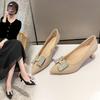 New High Heels Women's Thin Heels Pointed Fashion Women's Single Shoes Fattened and Widened Women's Shoes