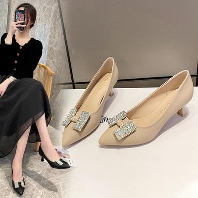 Neue High Heels Damen dünne Absätze spitz Mode Damen Single Shoes aufgefüttert und verbreitert Damenschuhe