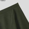 INCERUN Men Elastic Waist Irregular Layers Casual Loose Half Cuffed Pants