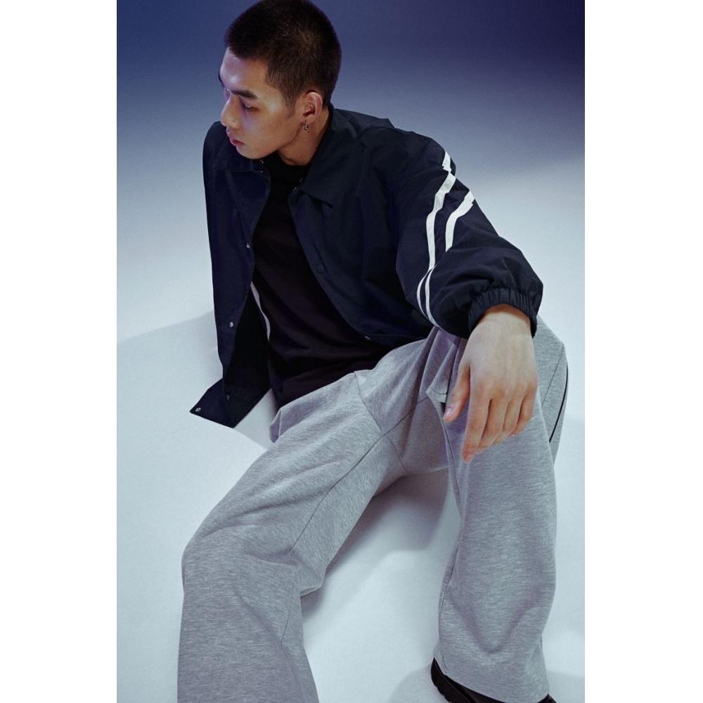 H M Loose Fit Nylon oversHirt Dark Blue Stripe