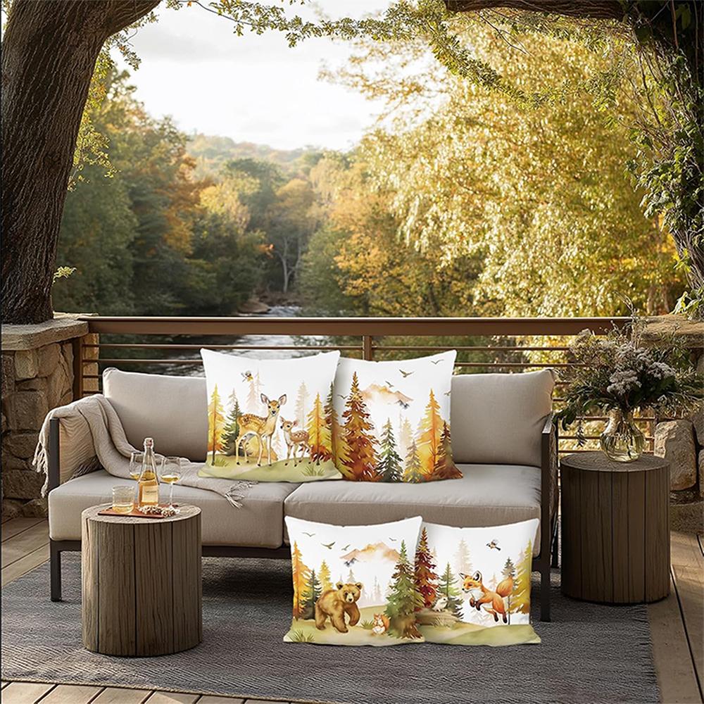 Nature-Inspired Forest Animal Pillowcases: Deer, Bear, Fox, and More! Sofa Cushion Cover, Home Room Decoration