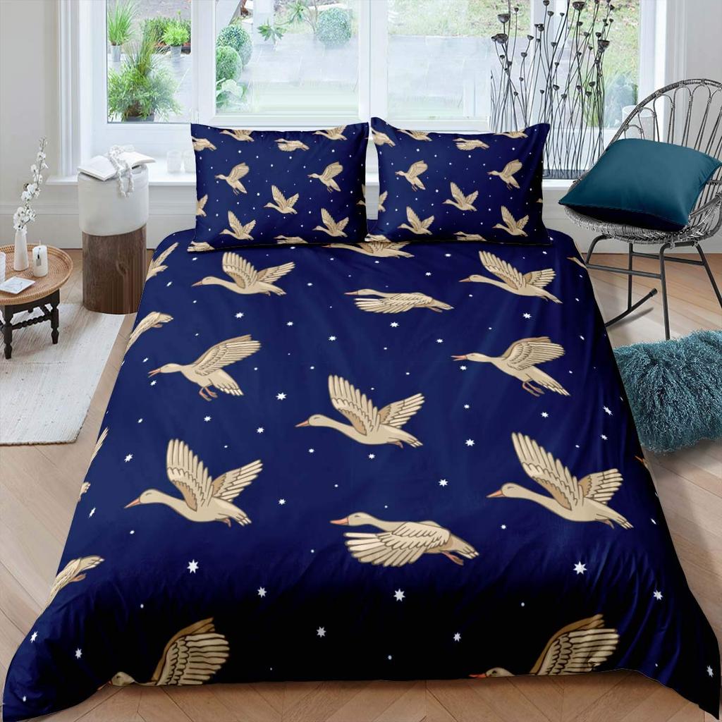 Swan Bedding Collection Romantic Flowers Duvet Cover King Birds Wildlife Quilt Cover For Couple Lady Man Wedding Festival Party Decor