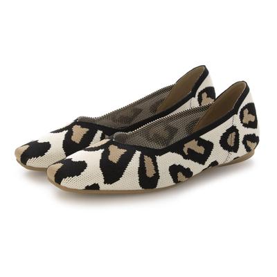 Evol Women's Knit Square Flat Pumps, LEO, Size 22.0 Cm
