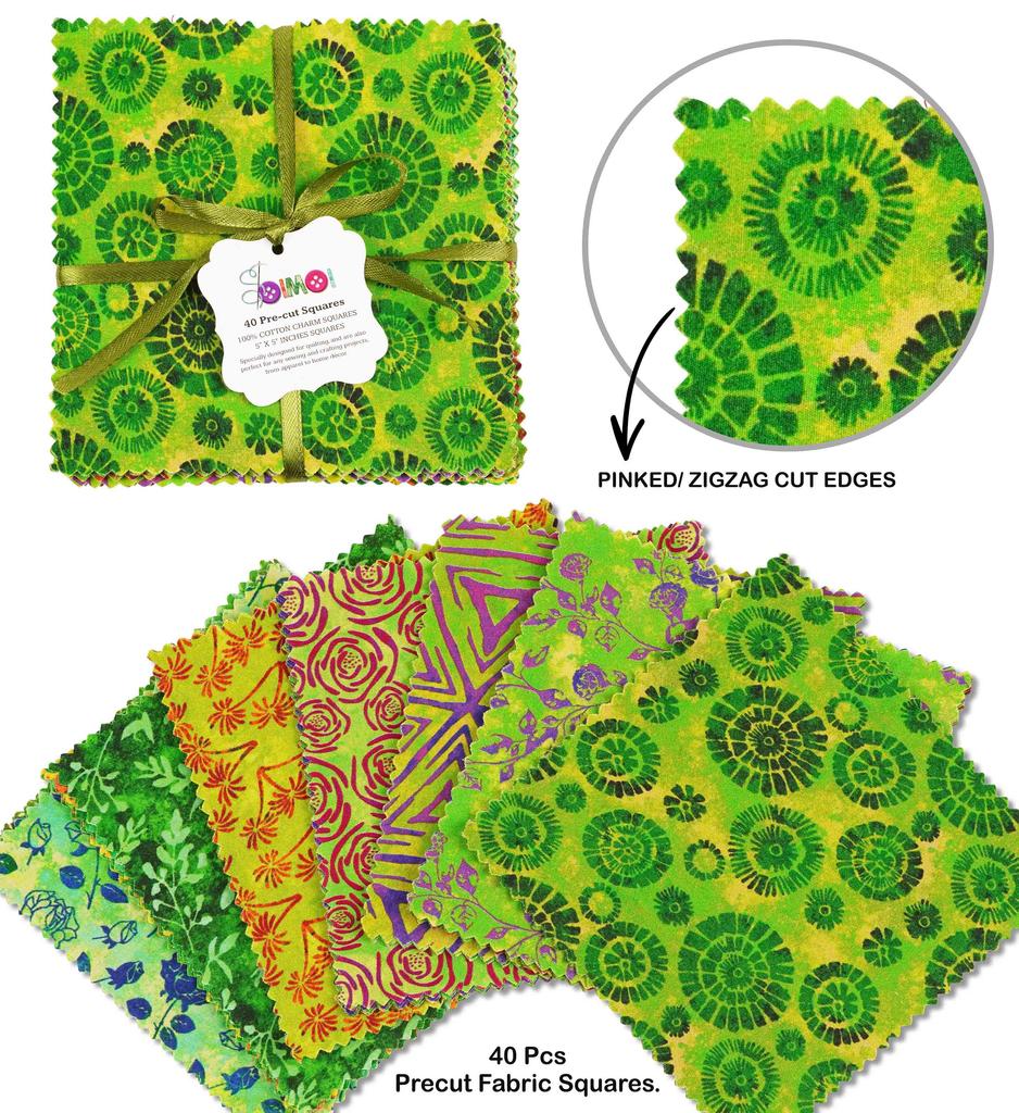 Soimoi Batik Print Precut 5-inch Cotton Fabric Quilting Squares Charm Pack DIY Patchwork Sewing