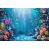 Blue Underwater World Photography Background Ocean Undersea Coral Castle Shells Kid Birthday Party Decor Portrait Photo Backdrop