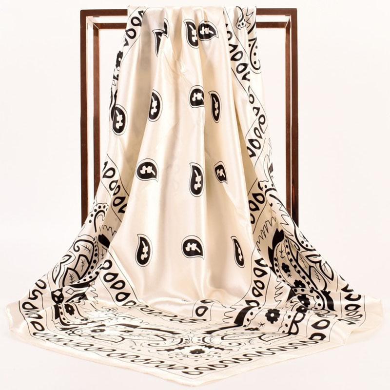 Women's Paisley Print Square Scarf Satin Sheen Lightweight Head Wrap Fashion Accessory Summer Geometric Shawl Neck Scarf