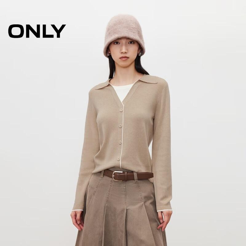 ONLY Women s Faux Two-Piece Contrast Collar Knit Sweater M