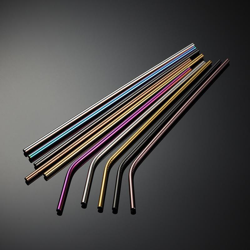 1PC Reusable Stainless Steel Straw Metal Drinking Straw Bent Straight Drink Straw Cleaning Brushes Storage Bag Bar Accessories