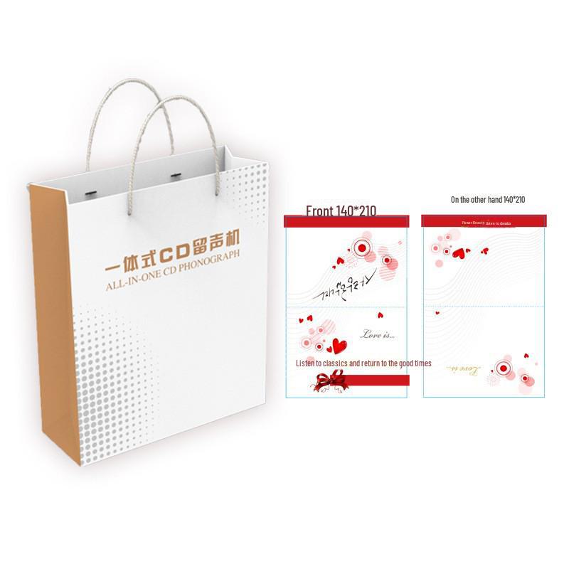 

Ретро Bluetooth-плеер: Портативный проигрыватель компакт-дисков и пластинок, идеальный подарок на день рождения X100 phonograph + greeting card gift bag коричневый