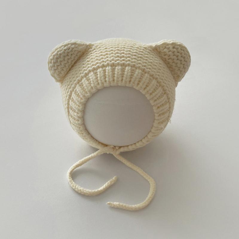 

Милая детская шапка с ушками медвежонка, вязаная шапка для защиты ушей, детская теплая шерстяная шапка A3