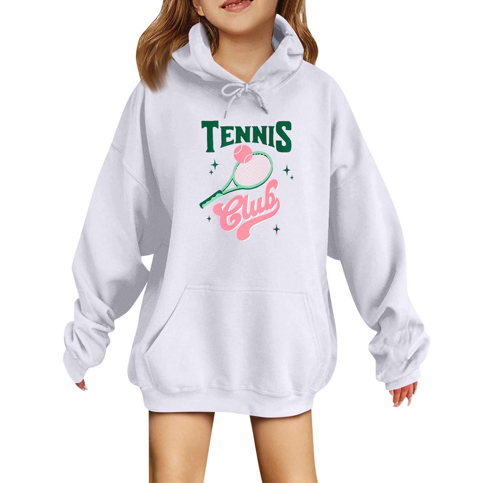 

Толстовки для девочек-подростков, толстовки с длинным рукавом, пуловер с завязками, симпатичная толстовка большого размера 160 белый