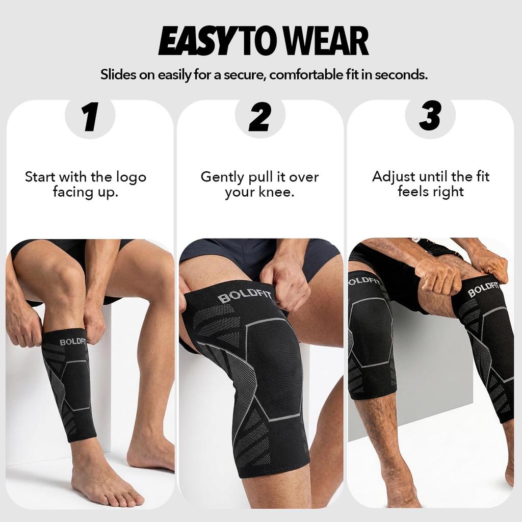 Boldfit Orthopedic Knee Caps for Men & Women | Knee Support for Pain Relief, Gym, Running, Arthritis & Workouts | Anti-Slip Knee Sleeves for Squa