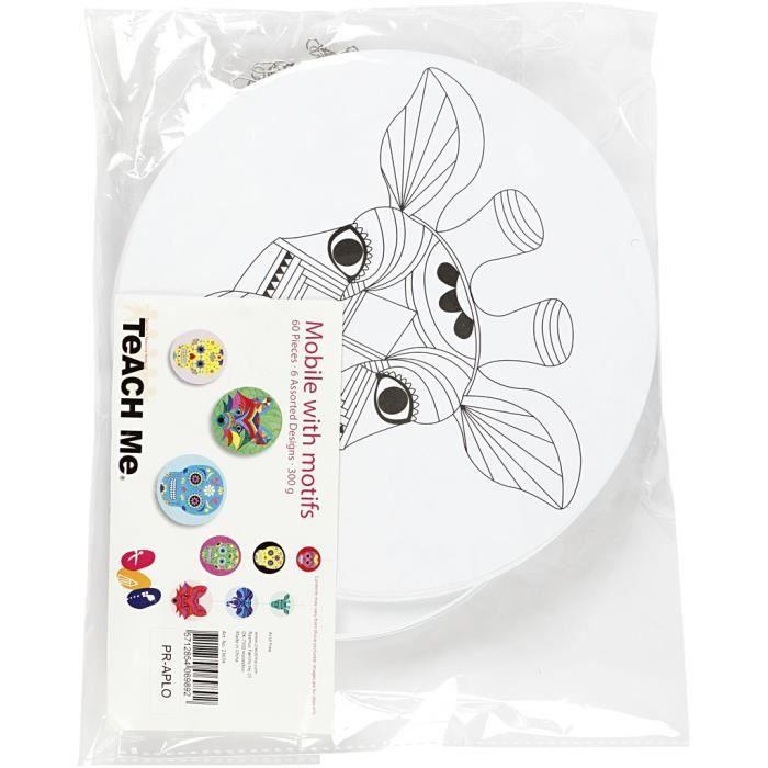 DIY Kit - Mobile Animals - 12-15-18 Cm - 60 Pieces - White Cardboard