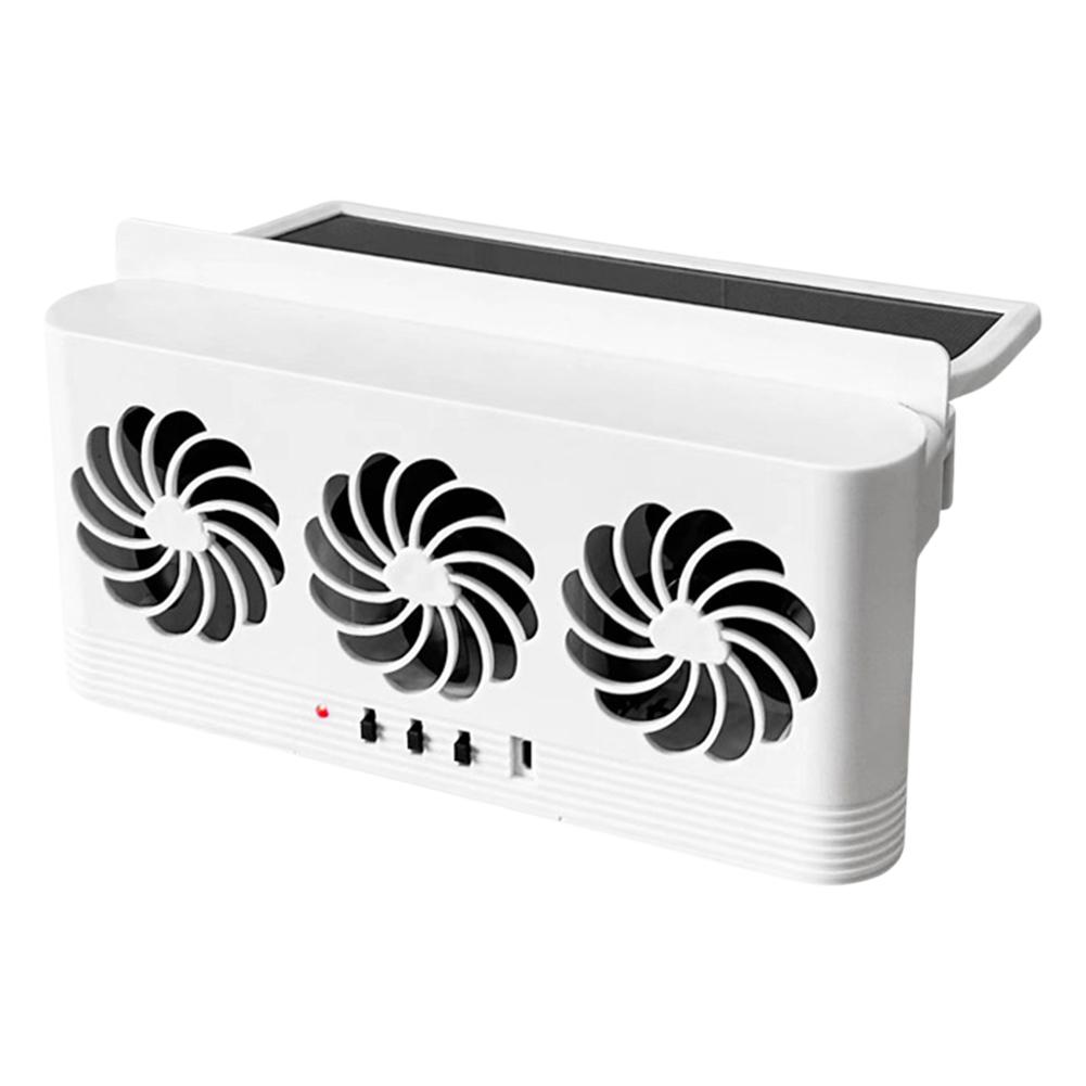 3-in-1 5000 RPM 2.5W 5.5V Solar Car Exhaust Fan with 3 Air Outlets Car Radiator Cooling Fan Air Vent Fan Eliminate Peculiar