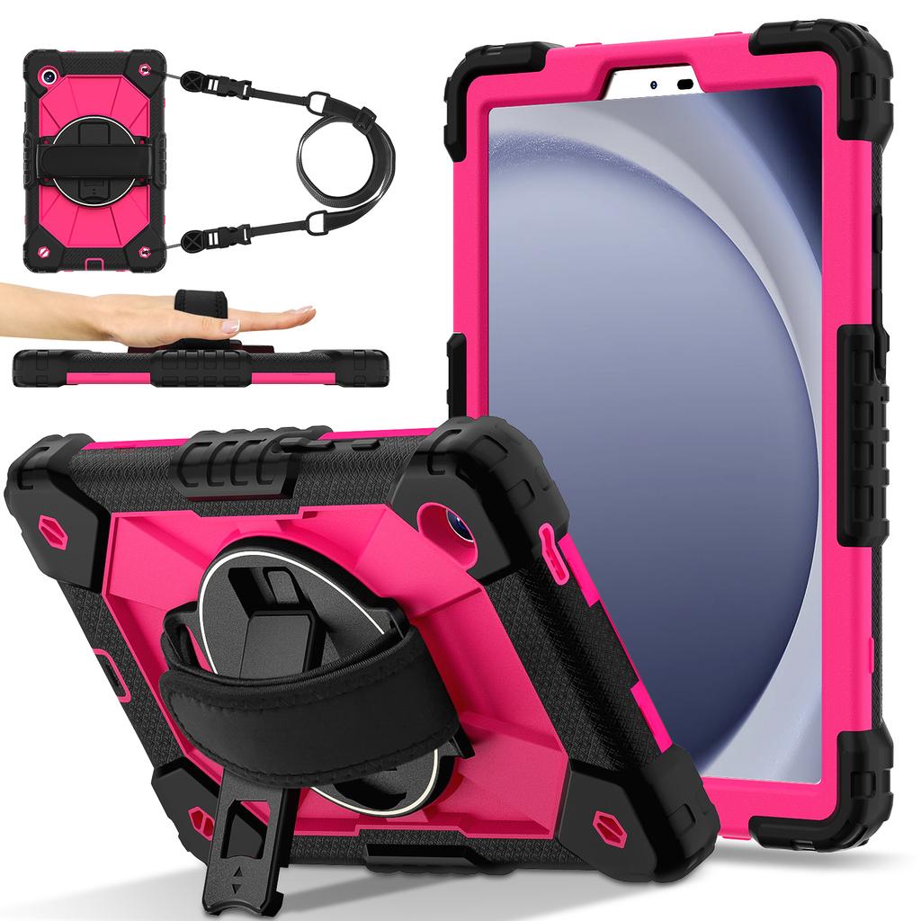 Rotatable Heavy Duty Case For Samsung Tab A11 A9 8.7 SM-X133 X135 X110 X115 X117 Armor Stand Cover With Shoulder Strap