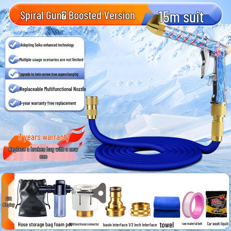 High-Pressure Car Wash Water Gun with Telescopic Hose