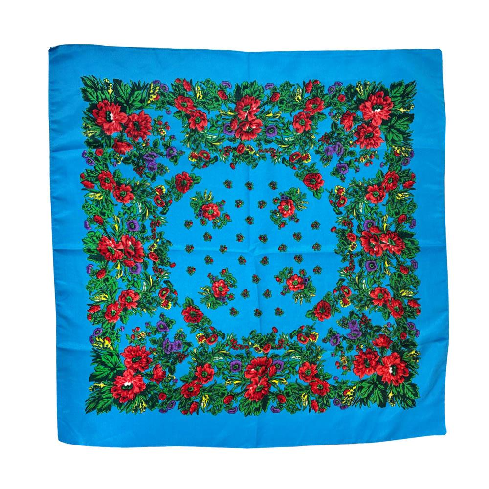 Women Square National Scarf 70*70Cm Russian Retro Floral Print Head Scarves Bandana Foulard Femme Muslim Headwrap Babushka Scarf