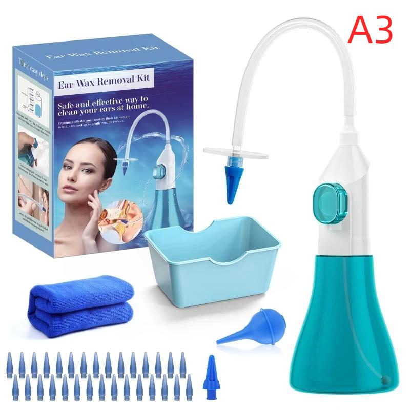 1 Set Two-Chamber Ear Irrigation Kit With Nozzle Tips Multi-Tip Electricmanual For Adults Home Ear Cleaning Irrigator
