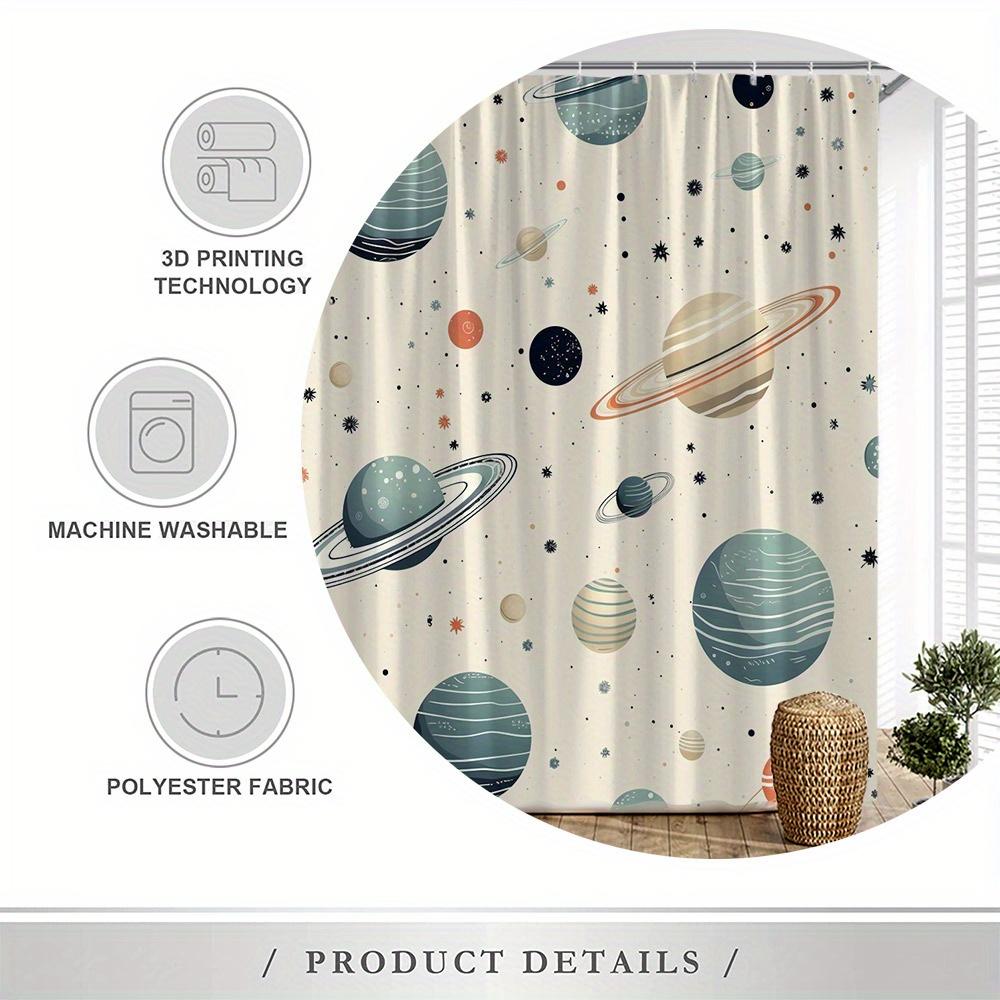 Whimsical Galaxy Shower Curtain, Vibrant Space Art With Planets & Stars, Polyester, Perfect For Modern Bathroom Decor