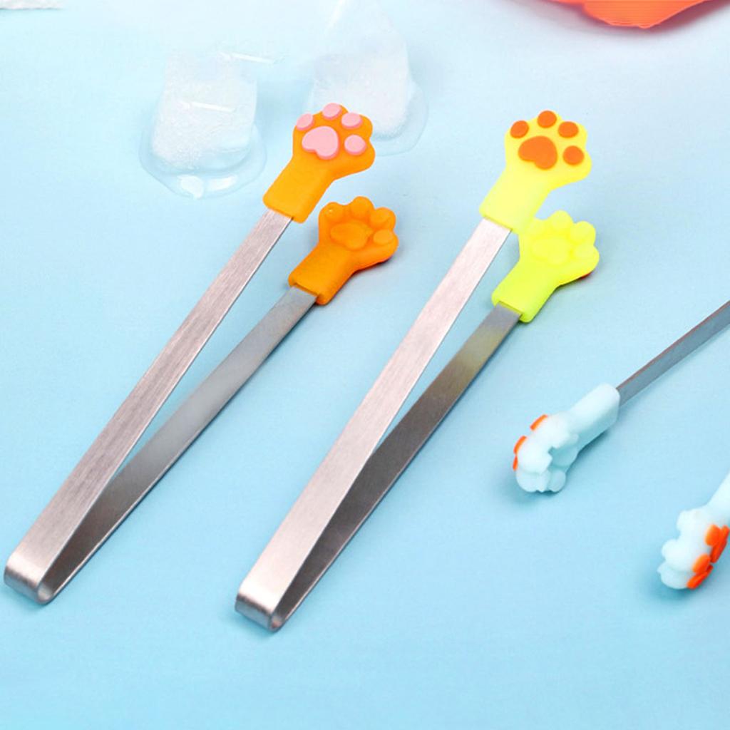 2Pcs Colorful Cats Paws Silicones Mini Tongs Perfect for Serving Snacks Sugar Candy Cookie Ice Cubes Kitchen Gadgets