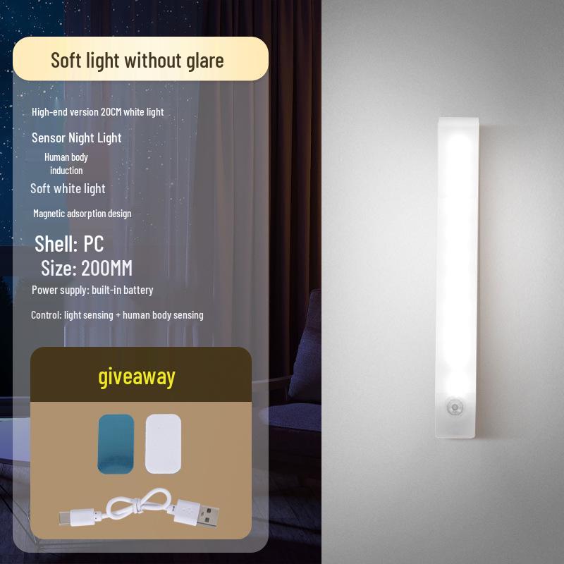 Intelligentes induktives wiederaufladbares LED-Nachtlicht für Treppen, Schränke und Flure