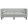 Chesterfield Sofa with Neck Pillows 2 Seater Light Grey Velvet