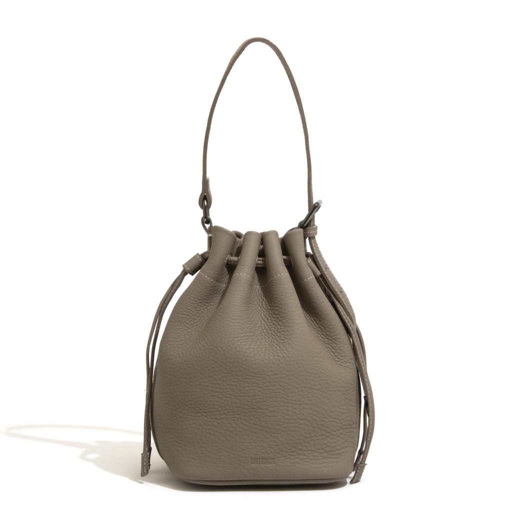 UNTRACK ECCO Tote Drawstring Taupe Bag, Leather, 2L, No. 60411, Men's,