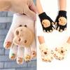 Adorable Capybara Shaped Gloves For Children Cozy Fleece Handwear Durable Easy Clean Winter Essential