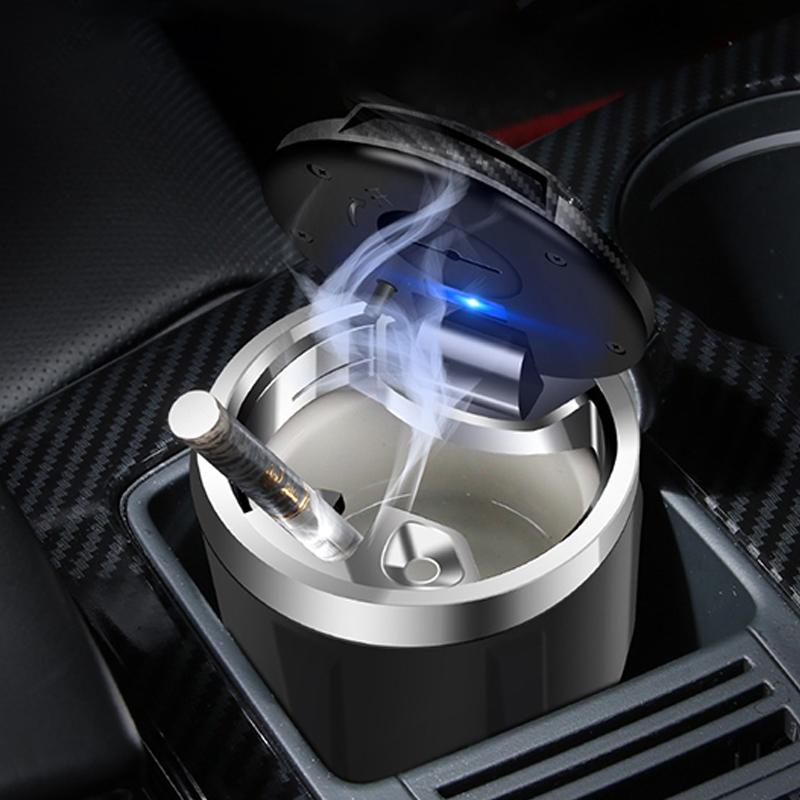 AEKUQ1 Car LED Emblem Ashtray Portable Garbage Box Storage Holder For Porsche 911 Cayenne Macan Carrera-GT 928 944 968 Panamera Boxster