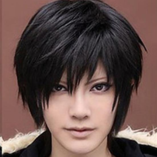 Damen-Cosplay-Shorts, schwarz, hitzebeständig, mit Netz-Synthetik-Perückenkappe