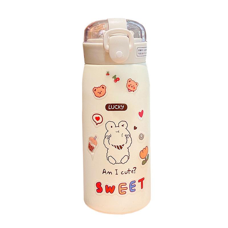 350/500ml 304 Stainless Steel Thermos Portable Children's Straw Cup Children's Student Drop-proof Water Bottle