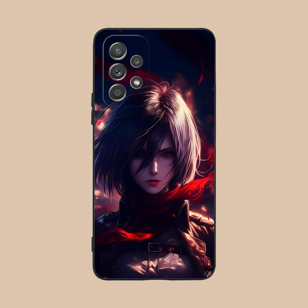 AOT Mikasa Mobile Phone Case for Samsung Galaxy A73 72 71 70 56 55 54 53 52 36 35 34 23 16 15 5G Colour Protective Luxury Pretty