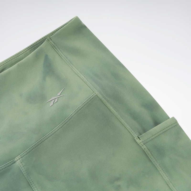 Reebok Fashion Casual High-Waisted Sports Leggings Women Bottoms Green 23RCS608WGL2