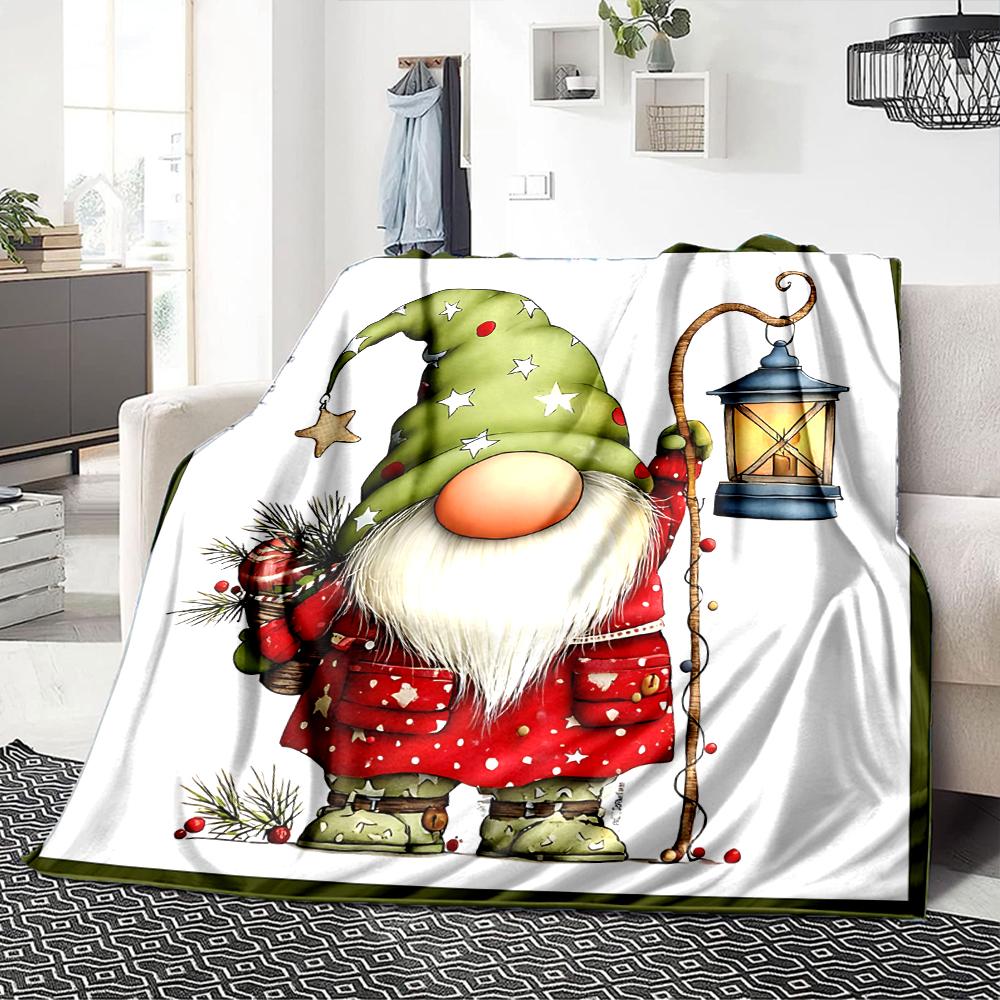 1Pc Holiday Gnomes Celebration Blanket Soft Throw Blanket For Home Bedroom Bed Sofa Travel Office Solid Christmas Blanket
