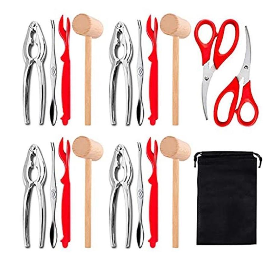 19 Pcs Seafood Tools Set High Quality Crab Lobster Nut Fork Seafood Needle Seafood Scissors Camping Gear Equipment