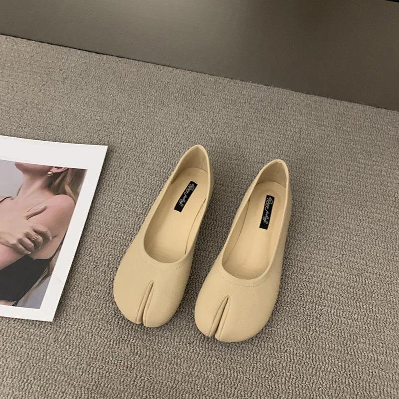 Bailamos Women Flats Summer Fashion Split Toe Ballet Shoes Slip On Ballerinas Korean Style Soft Slip On Loafers