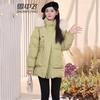 SNOWFLYING Women's Short Hooded Down Jacket with Faux Fur Trim