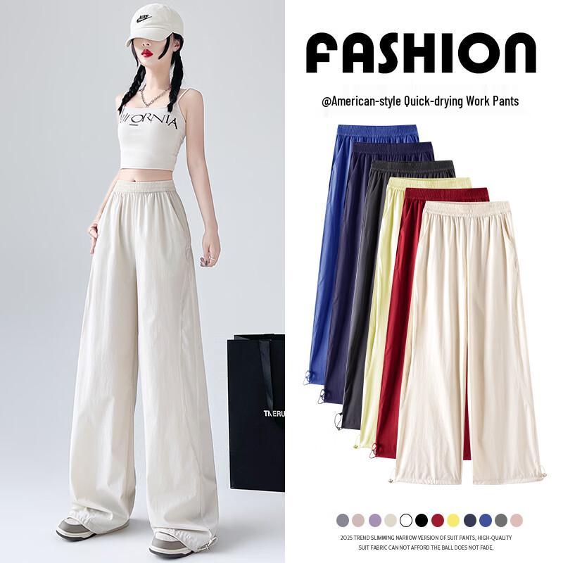 Baleno Women's Quick-Dry Ice Silk Wide-Leg Cargo Pants