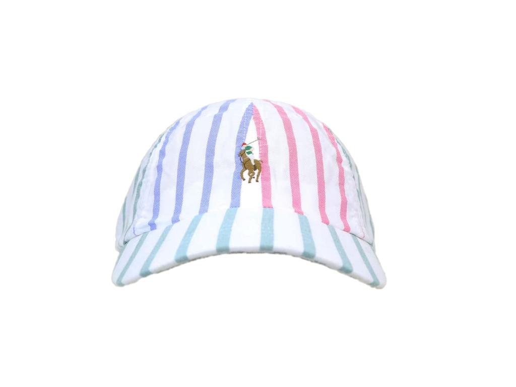 (Polo Ralph Lauren) Men's and Women's Multi-Stripe Panel Switching One Point Signature Pony Embroidered Cap 01080034-MULTI [Used]