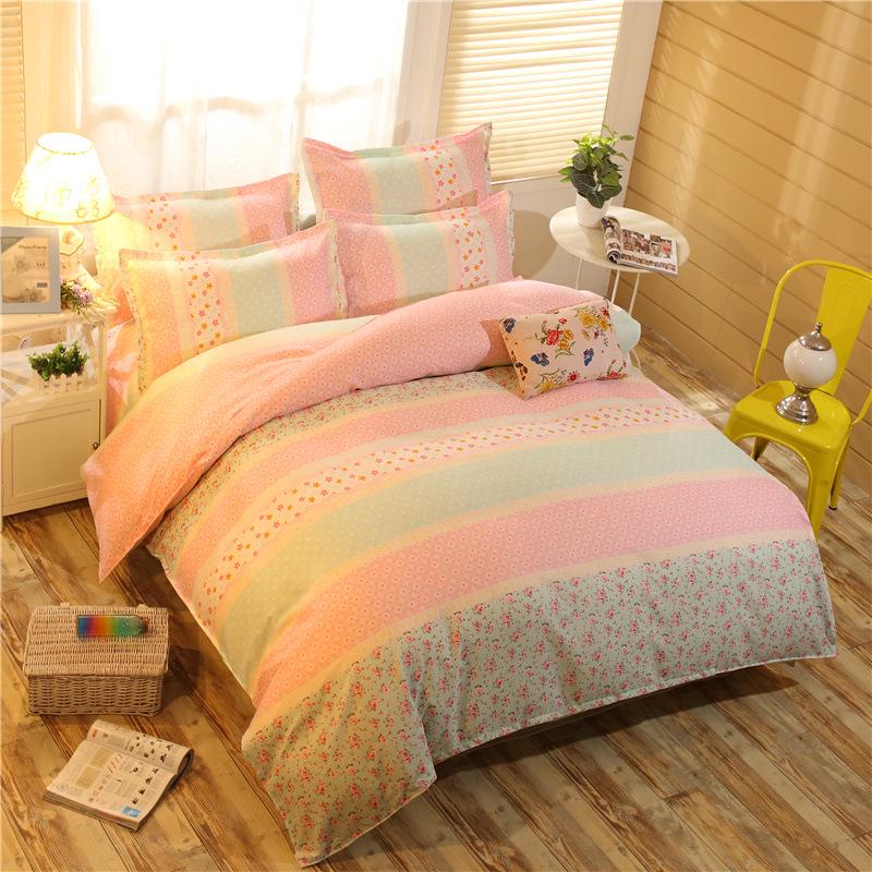 Cotton Bedding Set Sheet Geometric Flat Sheet Pillow Cover Bedding Set Home Decor