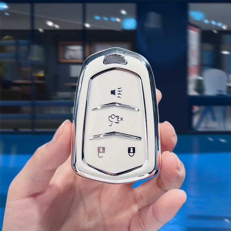 Auto Shell For Cadillac Xt5 Escalade Esv Srx Sts Xts Elr Ats Ct6 Cts Dts Tpu Car Key Case Cover Remote Keyless Holder Keychain